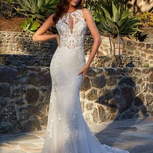 Mori Lee White Lace Wedding Dress